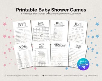 Baby Shower Games Bundle: 8 Fun Printable Activities (Digital Download)