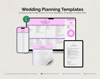 Wedding Planner Spreadsheet: Budget, Checklist, Seating Charts & More (Digital Download)