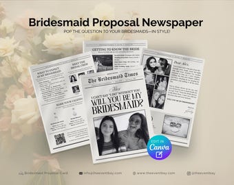 Bridesmaid Proposal Newspaper Poster: Editable Template (Digital Download)