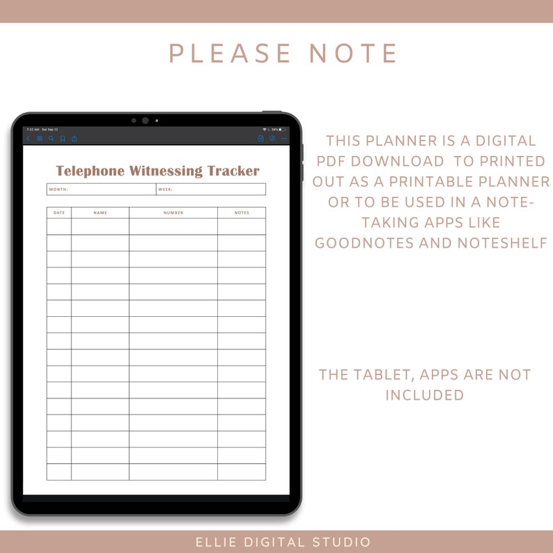 Telephone Witnessing Tacker Digital Ministry Tracker Field Service ...