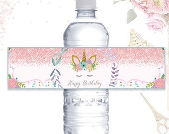 Unicorn Bottle Labels, Unicorn Labels Printable, Magical Unicorn Birthday Party, Unicorn Water Bottle Labels, Rainbow Labels, Digital File