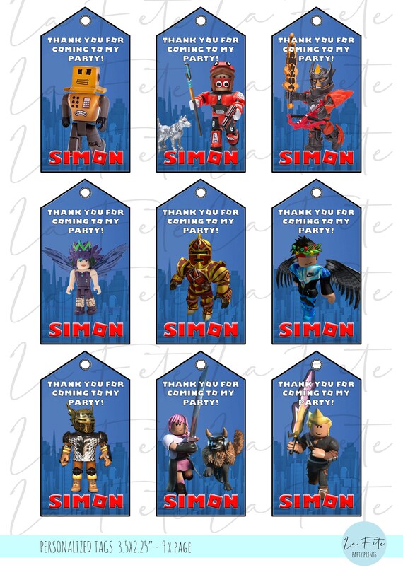 Personalized 12 Roblox Thank You Tags Roblox Birthday Party Etsy - invitaciones roblox figuras accion en mercado libre mexico