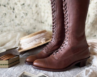 Bottes de cyclisme à lacets édouardiennes pour femmes sur commande