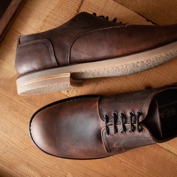 Crepe sole Derby shoes in Pull up Brown