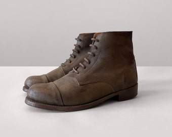 Victorian leather work Boots in Waxed Suede or Atlas Leather