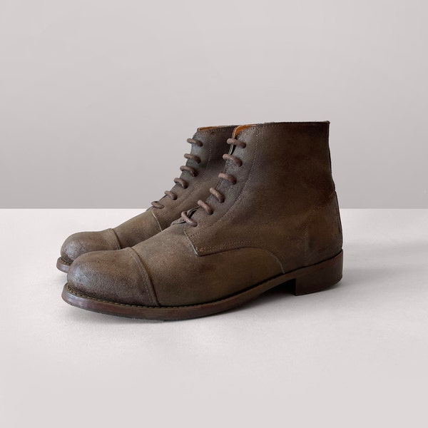 Victorian leather work Boots in Waxed Suede or Atlas Leather