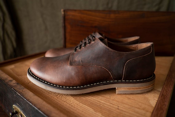 Crepe sole Derby shoes in Pull up Brown Crepe sole Derby shoes in Pull up Brown