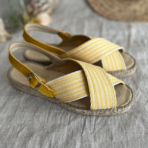 Sandales espadrilles à bride arrière et rayures Limoncello