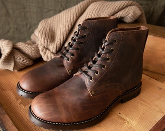 Simple lace up leather boots