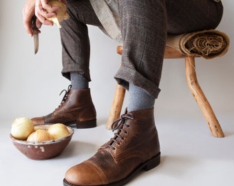 Irregular toe Victorian work Boots