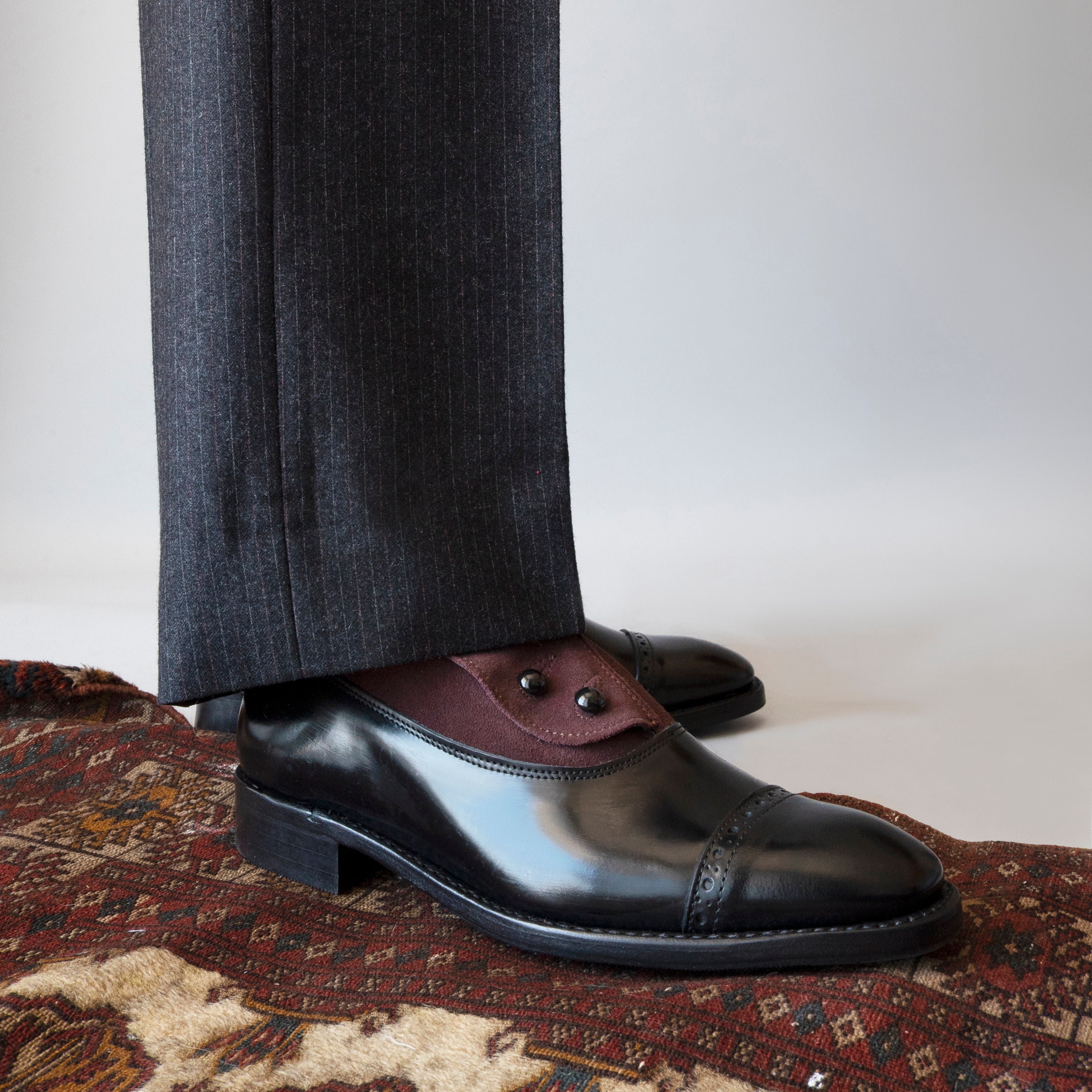 Black Leather and Aubergine Suede Victorian Men s Button Boots Etsy