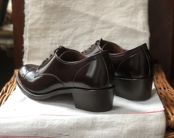 Zapatos de servicio de los años 40 para mujer, color marrón Boanil