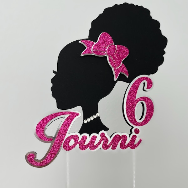 Afro Princess Cake Topper/Afro Princess Silhouette Cake Topper/Silhouette Cake Topper/Centerpiece pick
