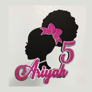 Afro Princess Silhouette Cake Topper/ Centerpiece pick