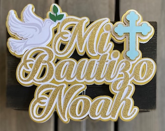 Mi Bautizo Cake Topper w Dove/ My Baptism Cake Topper