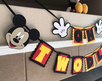 Oh Twodles Inspired 2nd Birthday Banner, Happy Birthday Banner, Twodles Birthday Banner, 2nd Birthday Banner,Mickey Inspired Banner