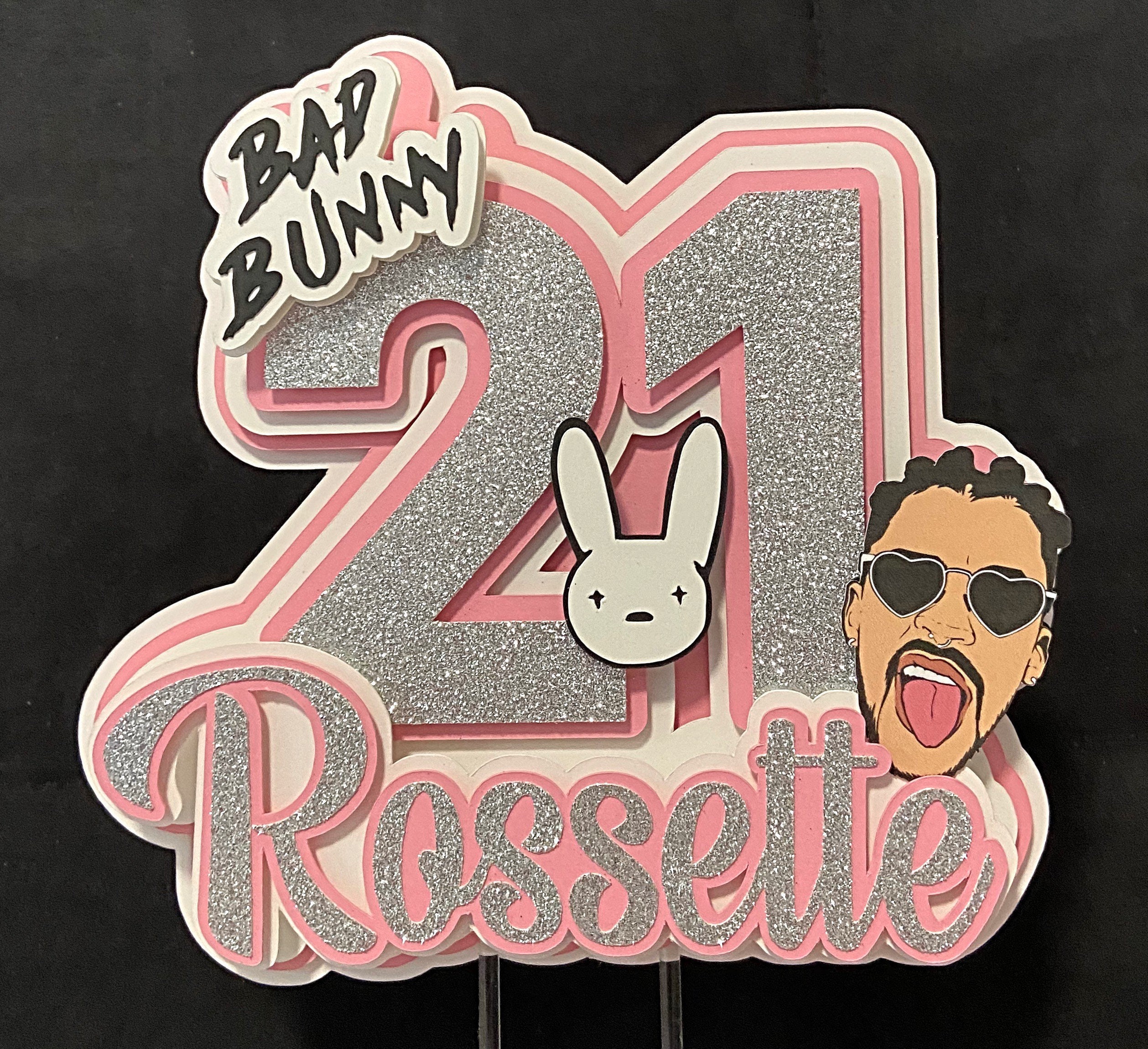 Bad Bunny Theme Cake Topper Bad Bunny Cake Topper Bad Bunny  Etsy