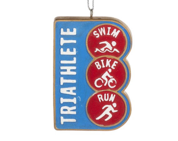 Triathlon Personalized Christmas Ornament - Swim, Bike, Run Triathlete Ornament 2022