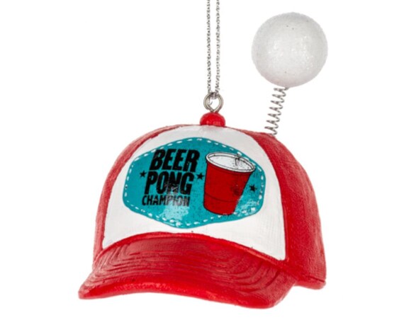 Beer Pong Champion Hat Personalized Holiday Christmas Ornament