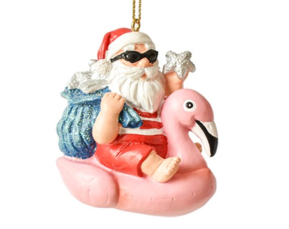 Inflatable Flamingo Santa Holiday Christmas Ornament
