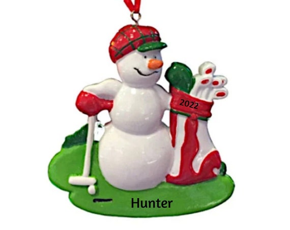 Golf Snowman Personalized Holiday Christmas Ornament 2022