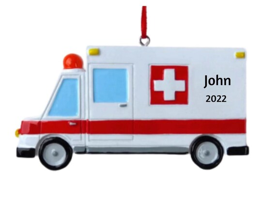 Ambulance Personalized Christmas Ornament - EMT Medical Hand Personalized Christmas Ornament