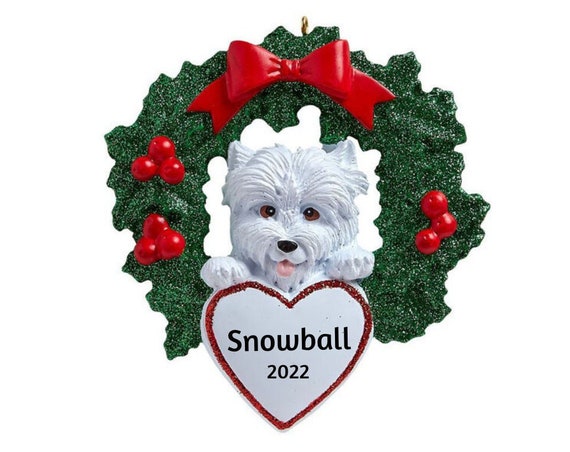 Westie Dog In Christmas Wreath Personalized Ornament - Westie Personalized Christmas Ornament 2022