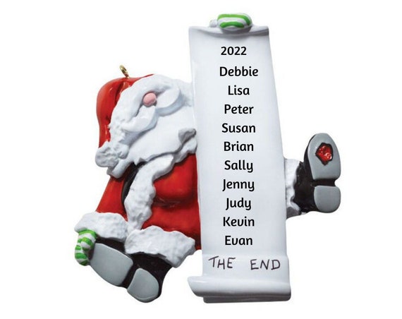 Family of up to 10 Names Ornament - Santa Nice or Naughty List Hand Personalized Christmas Ornament 2022