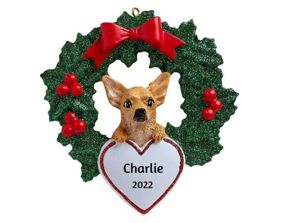 Chihuahua Dog In Christmas Wreath Personalized Ornament - Chihuahua Personalized Christmas Ornament 2022