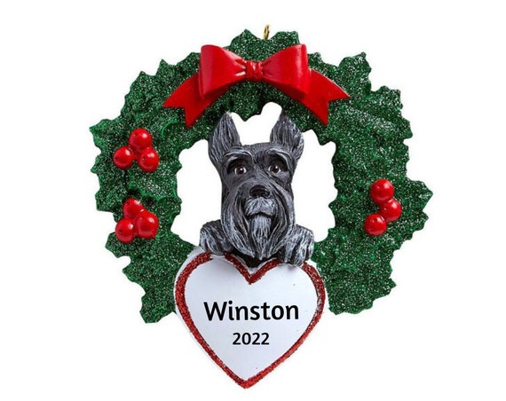 Schnauzer Dog In Christmas Wreath Personalized Ornament - Schnauzer Personalized Christmas Ornament 2022