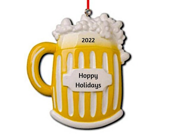 Beer Personalized Christmas Ornament - Beer Mug Hand Personalized Christmas Ornament