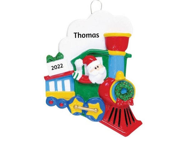 Santa in Christmas Train Personalized Christmas Ornament - Festive Train Hand Personalized Christmas Ornament 2022