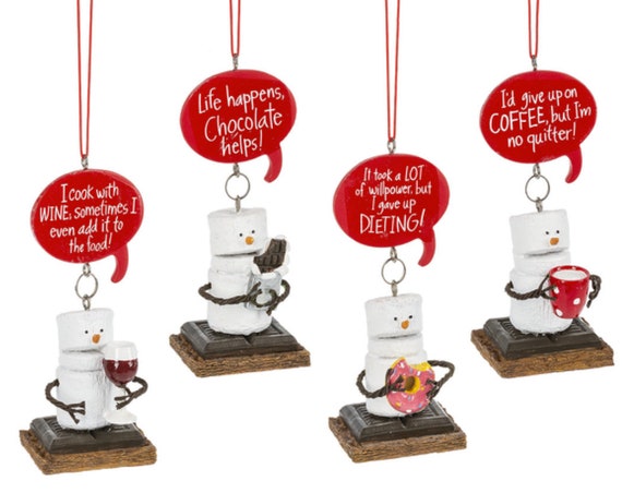 Toasted S'mores Wine, Chocolate, Donut & Coffee Holiday Christmas Ornaments 2022