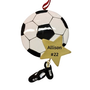 Personalized Soccer Ornament - Soccer Ball Ornament - Soccer Star Player Ornament - Soccer Team Gifts - Soccer Coach Gifts