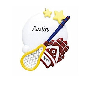 Personalized Lacrosse Ornament - Lacrosse Player Ornament - Lacrosse Team Gifts - Lacrosse Stick and Mitten Christmas Ornament
