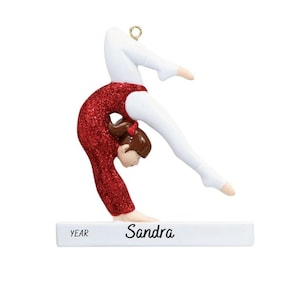 Gymnast Girl on Beam Personalized  Christmas Ornament - Gymnastics Hand Personalized Christmas Ornament - Free Customization