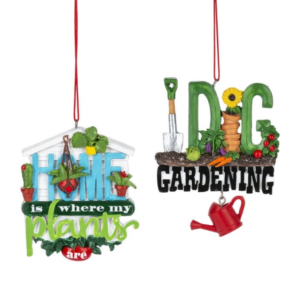 Garden Ornaments - I Dig Gardening & Home Is Where My Plants Are Holiday Christmas Ornaments 2024