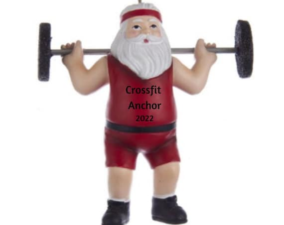 Weightlifter Santa Christmas Ornament for Personalization 2022