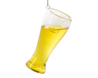 Adorno de vaso de cerveza - Adorno de cerveza líquida - Adorno navideño de vidrio 3D Cheer Beer - Regalo para amantes de la cerveza, regalos para papá, intercambio de adornos y regalos