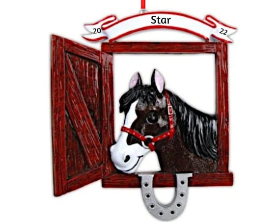 Love My Horse Personalized Christmas Ornament - Horse in Stable - Hand Personalized Christmas Ornament 2022