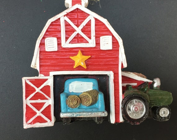 3D Vintage Red Barn House Christmas Ornament - Barn Christmas Ornament 2022