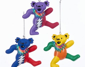 Grateful Dancing Bears Holiday Christmas Ornaments 2023