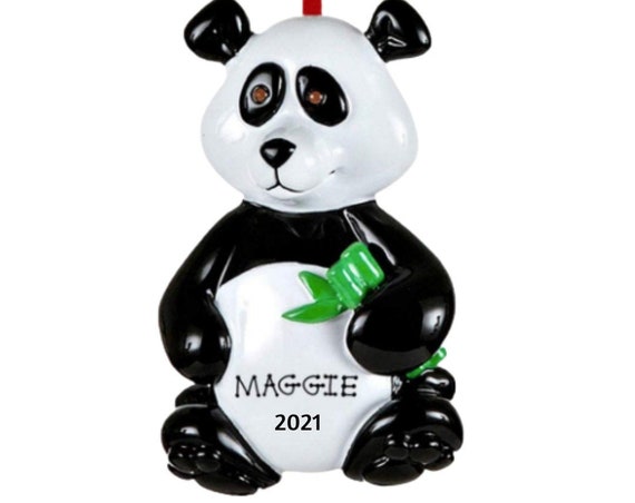 Panda Eating Bamboo Personalized Christmas Ornament 2021