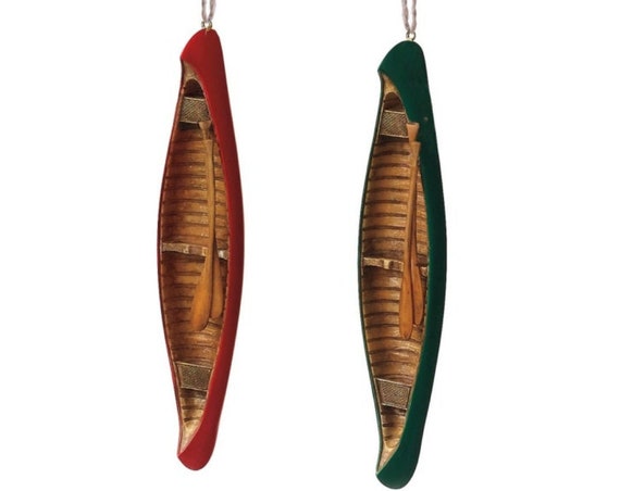 Wooden Canoe Lake Life Holiday Christmas Ornament