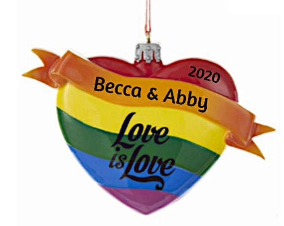 Pride Rainbow "Love Is Love" Heart Ornament For Personalization 2022
