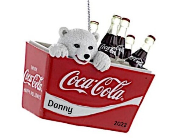 Polar Bear Cub in Coca-Cola Cooler Personalized Ornament 2022