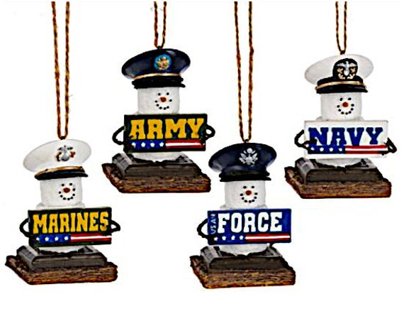 S'More Military Holiday Christmas Ornaments - Army, Navy, Marine, Air Force