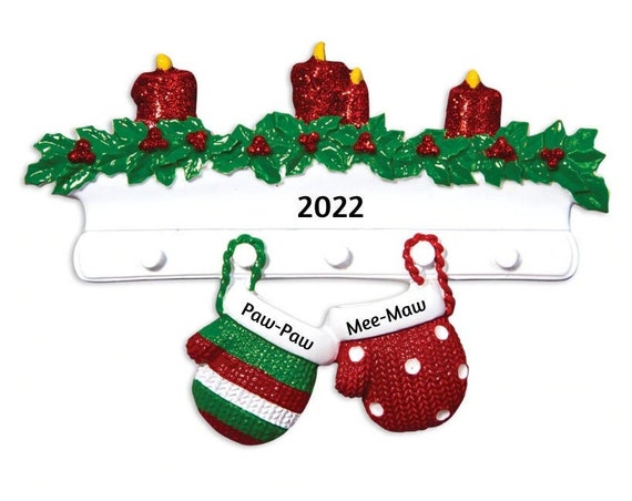 2 Mittens on the Christmas Mantle - Mitten Couple, Siblings or Friends Personalized Ornament - Hand Personalized Christmas Ornament 2022