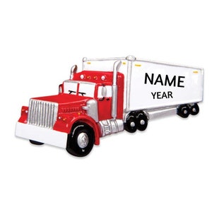 Personalisierte LKW-Verzierung - LKW-Fahrer-Verzierung - Halb LKW-Weihnachtsverzierung - Traktoranhänger-LKW-Verzierung - Roter LKW-Verzierung