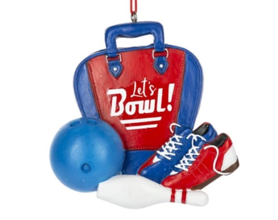 Let’s Bowl Bowling Ball with Bowling Shoes and Pins Holliday Christmas Ornament
